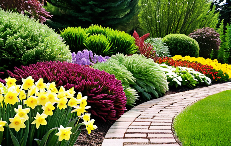 **Image Prompt:** A vibrant, colorful perennial garden in full bloom. Focus on showcasing the strategic planting, with flowers blooming at different times of the year. Include a mix of spring, summer, and autumn bloomers like daffodils, coneflowers, asters, and sedum. The image should emphasize the continuous flow of color throughout the growing season.
