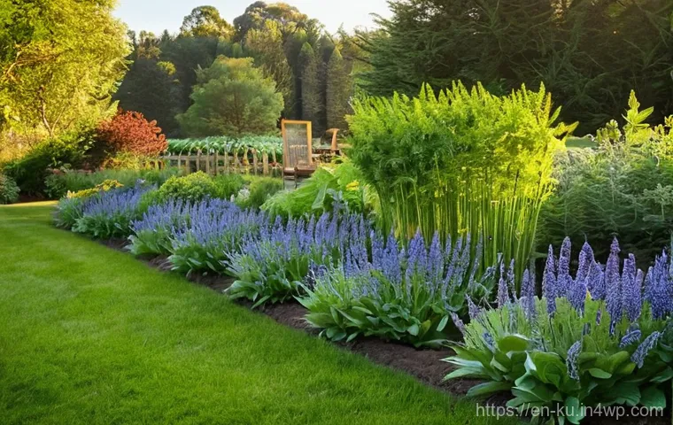 다년생 식용 정원에서의 기후 변화 대응 방안 - **Prompt:** A tranquil and abundant perennial garden in late morning sunlight. An adult, casually dr...