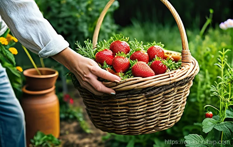 식용 정원에서 다년생 식물과 일년생 식물의 조화 - **Prompt:** A vibrant, sun-drenched edible garden teeming with life, showcasing a harmonious blend o...